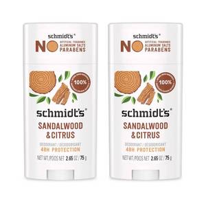 lot 8239 image: Schmidts Aluminum Free Natural Deodorant Sandalwood & Citrus 2.65 oz 2 ct