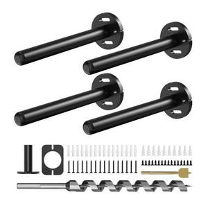 lot 19309 image: 4pcs Wall Shelf Brackets Heavy Duty Floating Shelf Bracket Hidden,Invisible Black Shelving Brackets Decorative Floating Shelf Hardware Heavy Duty,Metal Shelf Support Bracket (6 inch-4pcs)