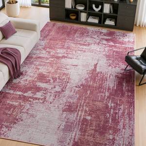 lot 19333 image: Merelax 5x7 Pink Washable Area Rug Non-Slip Faux Wool Abstract Rug