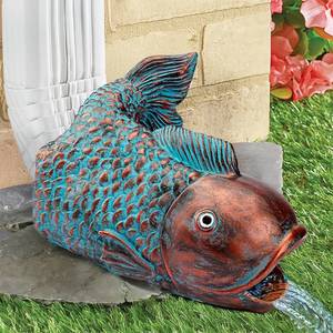 lot 19349 image: Euiroet Real Fish Sculpture Gutter Diverter Rain,Eco-Friendly Resin Gutter Extender Diverter,Koi Decor Gutter Extension Downspout, Splash Block, Perfect Gutter Downspout Extension for 3x4 Gutter