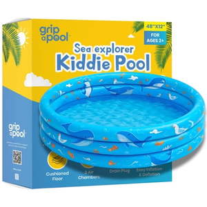 lot 19364 image: Inflatable Kiddie Pool for Toddlers  48 X12  Round Plastic Blow Up Kids Swimming Pool  Outdoor Water Play  Ball Pit Toys for Kids Age 2 3 4 5