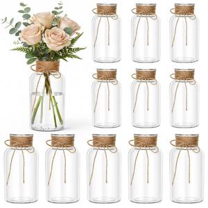 lot 19370 image: 12Pack Mason Jars for Centerpiece Glass Flower Bud Vase Transparent Vases (Corks Not Included)