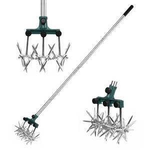 lot 19384 image: BARAYSTUS Rotary Cultivator Garden Rotary Tiller Adjustable Stainless Steel Poles Hand Tiller for Soil Mixing or Reseeding Grass Lawn Tiller Total Length 57 Inch