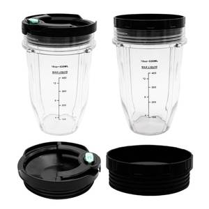 lot 19388 image: 2 Packs 18oz Replacement Parts Cup with Lid, Compatible with Nutri Ninja BN400, BN400C, BN401, BN401C, CL401A, CL405CO, CO351B, SS100, SS101, SS101C, SS101TGT, SS150, SS151, SS300, SS300C, SS351