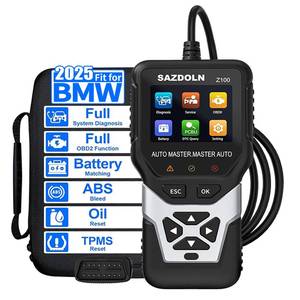lot 19389 image: SAZDOLN Z100 Fit for BMW-OBD2-Scanner, Car Code Readers, Full-System-Car-Diagnostic-Tools, with Battery Registration Tool, Oil Reset, ABS Bleed, EPB Reset, TPS Regulation (Black)