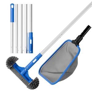 lot 19391 image: Sepetrel Deluxe Swimming Pool Cleaning Kit Including Half-Deep Fine Mesh Pool Leaf Skimmer Net,12 Round Pool Brush Head & 70.5 Pole, for Above Ground Pools,Ponds,Spas,Hot Tubs