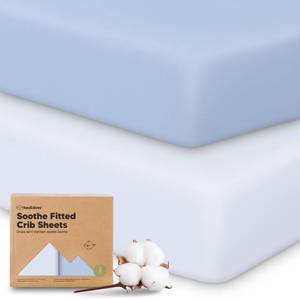 lot 20119 image: KeaBabies 2-pk Organic Cotton Crib Sheets for Boys Girls 52x28 (Blue Flax)