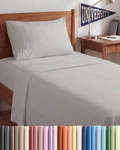 lot 20123 image: Twin XL 3 Piece Sheet Set - College Dorm Room Essentials - Light Grey