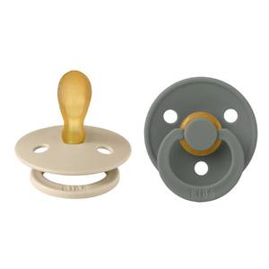 lot 20125 image: BIBS Pacifiers 6-18 Months  Colour Collection 2-Pack  BPA-Free Symmetrical Natural Rubber Nipple  Made in Denmark  VanillaPine Color Pacifier