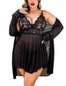 lot 20131 image: Avidlove Plus Size Lingerie Sexy Lingerie Set Womens Exotic Nightgowns Lace Chemise Lingerie Side Slit Nightdress Black 2XL