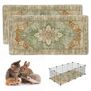lot 20163 image: Washable Guinea Pig Pee Pads,Absorbent Reusable Guinea Pig Cage Liners,Waterproof,Leak-Proof & Non-Slip Whelping Pads & Mat for Small Animals,Pet Housebreaking.(Green Floral,24x48)