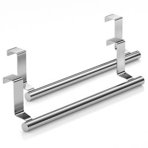 lot 20166 image: Mosuch Over Cabinet Towel Bar, Stainless Steel Towel Holder, Silver, 2 Pack