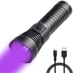 lot 20167 image: TATTU U3 UV Flashlight Rechargeable 395nm Black Light Torch Blacklight 10W Ultraviolet LED Lamp with Micro USB Charging Cable