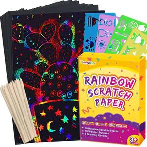 lot 20177 image: FUNNYB&G 100 Pcs Rainbow Scratch Paper Art for Kids Arts and Crafts Kit
