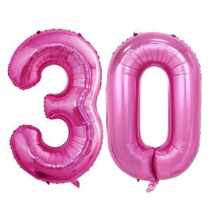 lot 20191 image: GOER Number 30 Balloons for 30th Birthday Party Decorations,42 Inch Jumbo Foil Helium Balloons for 30th Anniversary (Hot Pink)