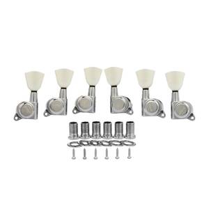 lot 20210 image: KAISH 3x3 Off White Keystone Locking Tuners 181 Guitar Tuning Keys Locking Tuning Machines for LPLes PaulSGES or Acoustic Guitars Chrome