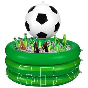 lot 20225 image: Bencailor Inflatable Cooler Inflatable Football Drink Cooler Toss Game Party Decoration Rugby Basketball Baseball Blow up PVC Ice Serving Bar for Sport Party Supplies Game Day Beer(Green,Soccer)