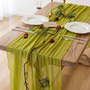 lot 20226 image: Moss Green Cheesecloth Table Runner 120 Inches Fall Party Home Decorations