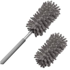 lot 20229 image: Duster for Cleaning, 10-29 Extension Pole, 2 Washable Heads, Grey