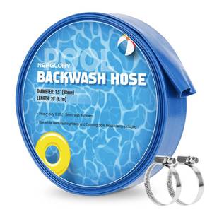 lot 20252 image: Pool Backwash Hose with Clamps, 1.5x20 PVC Discharge Drain Hoses for Pump