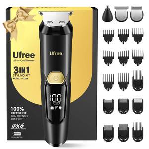 lot 20255 image: Ufree 3-in-1 Beard Trimmer for Men, IPX6 Waterproof Electric Razor