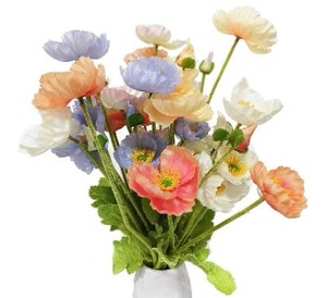 lot 4270 image: Artificial Flower Arrangement Mixed Stems Blue Pink 5 Stems