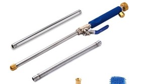 lot 8110 image: Water Jet Cleaning Solution Hose Wand with Bonus Brass Fan Nozzle
