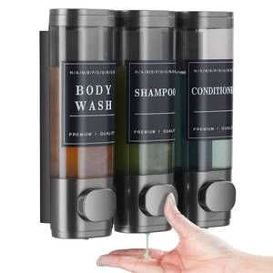 lot 1026 image: Shampoo and Conditioner Dispenser,Unisence Shower Dispenser 2 Chamber No Drill Wall-Mounted Shampoo Dispenser for Shower Wall Mounted Body Wash Dispenser for Bathroom Hotel Large Capacity,Dark Gray