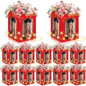 lot 1069 image: 12 Set 2026 Graduation Box Centerpieces for Table Decorations Class of 2026 Photo Display Centerpieces Light up Picture Frame Grad Party Favor Boxes Gifts for Graduate Photo Props Decor(Red,Congrats)