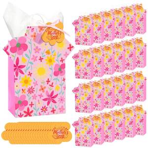 lot 1078 image: Kolldenn 24 Pcs Mothers Day Gift Bags with Tissue, Floral Happy Mothers Day Treat Bags with Handle for Moms Birthday Gift Wrapping Supplies for Mother Party Decorations