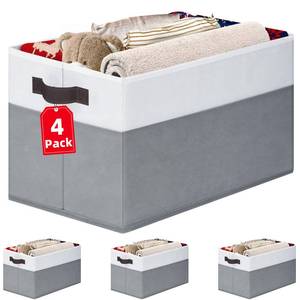 lot 1094 image: 4 Pack Large Closet Storage Baskets Bins for Shelves  Fabric Closet Organizers and Storage with Handles Home Organization  Decorative Collapsible Baskets for Organizing Clothes Toy Nursery 14x10
