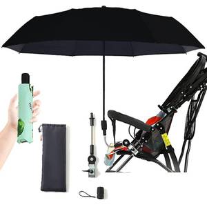 lot 2129 image: Nakazawa Universal Baby Stroller Sun Protection Parasol, with Umbrella Clip Fixing Device, UPF 90 UV Protect Pushchair Sun Parasol (Black)