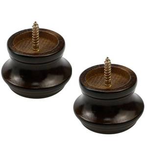 lot 2135 image: T Tulead Brown Curtain Rod Finial Screw on Drapery Rod End Caps 2PCS