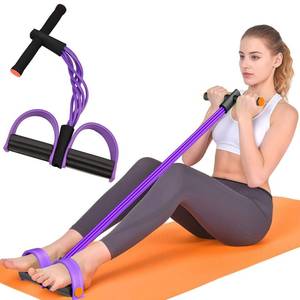 lot 2148 image: Pedal Resistance Band with Handles, 6-Tubes Natural Rubber Exercise Bands