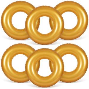 lot 2151 image: JellyArch 6 Pcs Inflatable Pool Floats 24 Inches Swim Tube Bulk Swimming Ring Pool Floaties for Beach Party Decorations Women and Men River Lake Summer Vacation Holiday (Gold)
