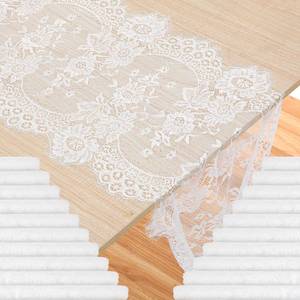 lot 2156 image: cobee 20 Pcs White Lace Table Runners, 14 x 120 Inch Rustic Embroidered Boho Table Runner Vintage Floral Wedding Decoration for Bridal Shower Vintage Party Decor
