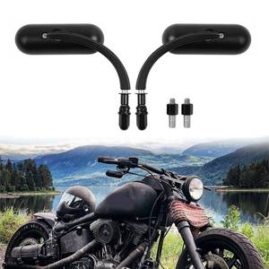 lot 2165 image: Black 8mm 10mm Motorcycle Mini Oval Rearview Mirrors For Dyna Softail Touring Sportster 883 1200 Electra Glide Cruisers Choppers