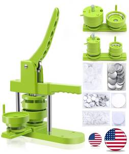 lot 3778 image: Happizza Button Maker Machine Multiple-Sizes - Pin Maker Machine 1.25 inch2.25 inch, Interchangeable Button-models Badge Button Press Machine with 200 Sets 3258mm Button Maker Supplies&Circle Cutter