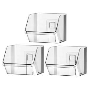 lot 3779 image: Tsmallbear 3 Pack Clear Plastic Wall Mount Storage Bins,Kitchen Storage