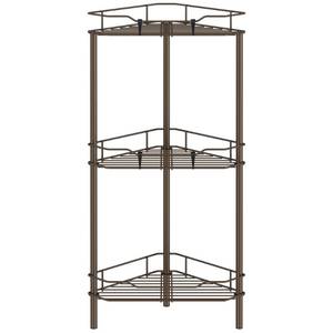 lot 3783 image: HuggieGems Metal Floor Standing Corner Shower Caddy, Bronze, 3 Tier