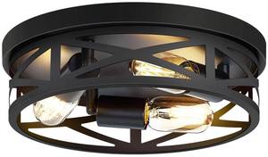 lot 3784 image: ZHU YAN 13 inch Farmhouse Ceiling Light Fixture,3-Light Hallway Light Fixtures Ceiling,Black Flush Mount Ceiling Light,Light Fixture Ceiling Mount for Kitchen Hallway Entryway,E26 Base��1 Pack��