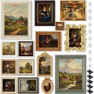 lot 3786 image: Kathfly 15 Pack Vintage Picture Frames for Wall, Tabletop Display Ornate French Country Frames Vintage Farmhouse Decor Antique Wall Frame Set for Gallery Bedroom Living Room Decor (Essential Style)
