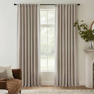 lot 3797 image: RYB HOME Beige 100% Blackout Linen Curtains 120 Inch Long for Dining Room