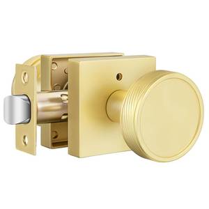 lot 3801 image: Goldenwarm Gold Door Knobs Interior, Brushed Gold Door Knobs Square Privacy Door Knob for Bedroom Bathroom, Modern Heavy Duty Interior Doorknobs - 6 Pack Zinc-Alloy