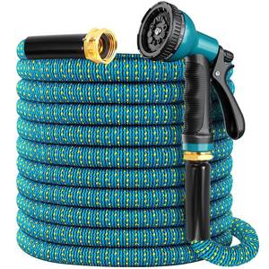 lot 3811 image: Expandable Garden Hose 100ft, 2025 New Flexible Water Hose 100 ft with 10 Function Nozzle, Solid Metal Fittings, Lightweight, No Kink, Leak-proof, Durable Expanding Hose for Gardening, Car Washing