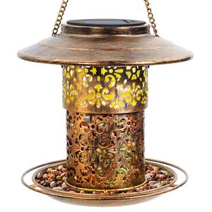 lot 4376 image: DY-SKTY Metal Bird Feeder for Outdoor Hanging, Large Capacity Solar light Wild Bird Feeder with Drainage Holes,Landing Ring, Solar Lanterns for Garden Decoration, Unique Bird Watching Gift for Outside