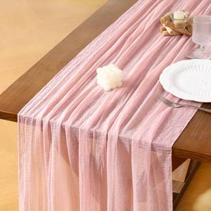 lot 4411 image: Socomi 6pcs white not pink Gauze Summer Cheesecloth Table Runner Blush 120 Inch Rustic Boho Cheese Cloth Runner for Wedding Party Baby Bridal Shower Centerpiece Decor Holiday Home Decorations