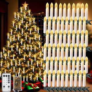lot 4417 image: Hohean 60 Pcs Christmas Tree Flameless LED Candle Lights, White Flickering Candle String Lights with Remote Timer and 8 Modes, Xmas Taper Candles with Tree Clips for Holiday Garden Wedding Indoor
