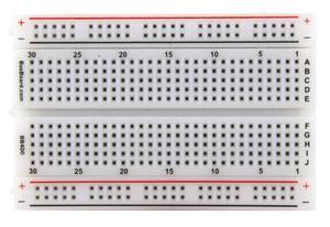 lot 4448 image: BB400 Solderless Plug-in BreadBoard, 400 tie-Points, 4 Power Rails, 3.3 x 2.2 x 0.3in (84 x 55 x 9mm)