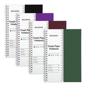 lot 4466 image: BESARME 4 Pack A5 Graph Paper Notebooks, 5.7 x 8.22 in, 100 GSM